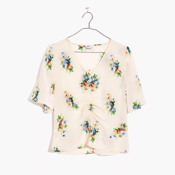 Madewell Silk Shirred-Front Top in Classic Corsage - Picture 4 of 6